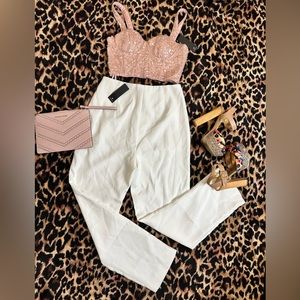 Lulus baby pink sequined bustier style crop top